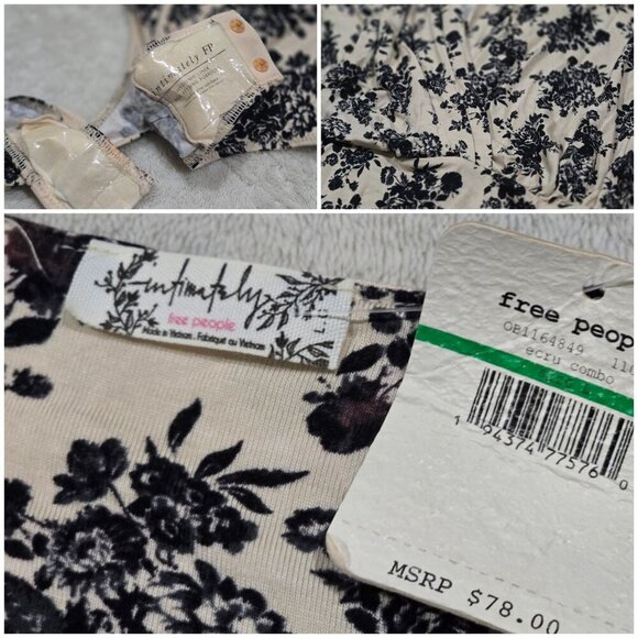 Free People ✦ Floral Print Deep V Bodysuit ✦ Long Sleeve Stretchy Size L NWT - Picture 13 of 14